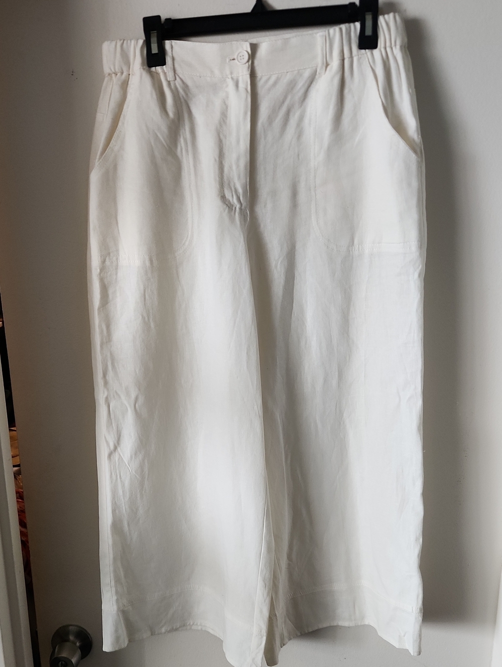 Max Studio White Wide Leg Cropped Linen Pants- NWOT